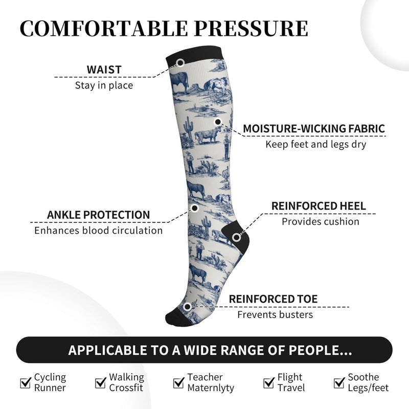 thmnj Compression Socks Knee High Support Socks for Women Men Circulation Stockings for Athletic Running Cycling Flying - Image 4